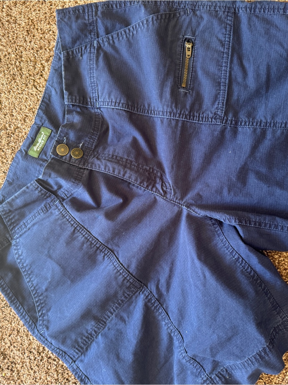 Vintage Eddie Bauer Navy Blue Cargo Shorts with Zip Pocket